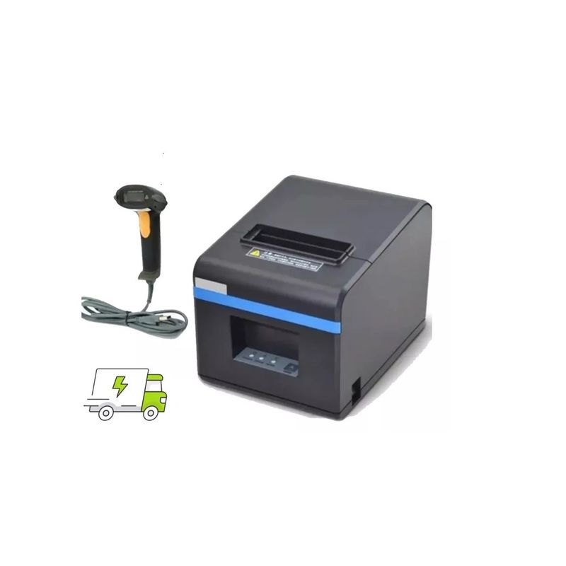 GENERICO - Set Impresora Pos Termica 80mm Usblector Codigo De Barra Laser