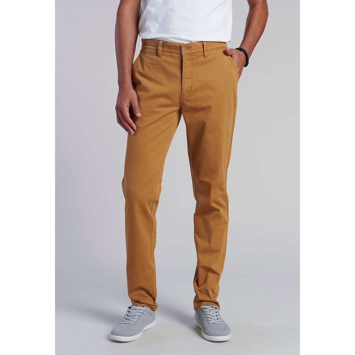 FEROUCH - Pantalón Twill Slim Café Ferouch