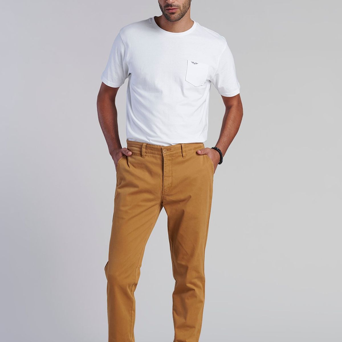 FEROUCH - Pantalón Twill Slim Café Ferouch