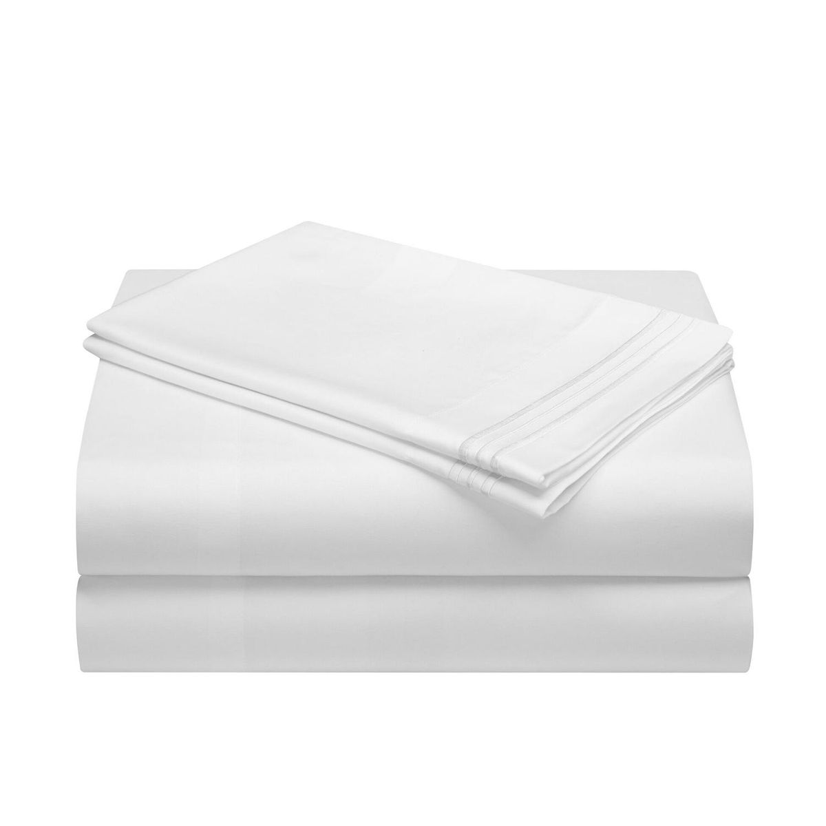 GENERICO - Sábanas Blancas Premium 2 Plazas Queen + Fundas Bordadas - Microfibra