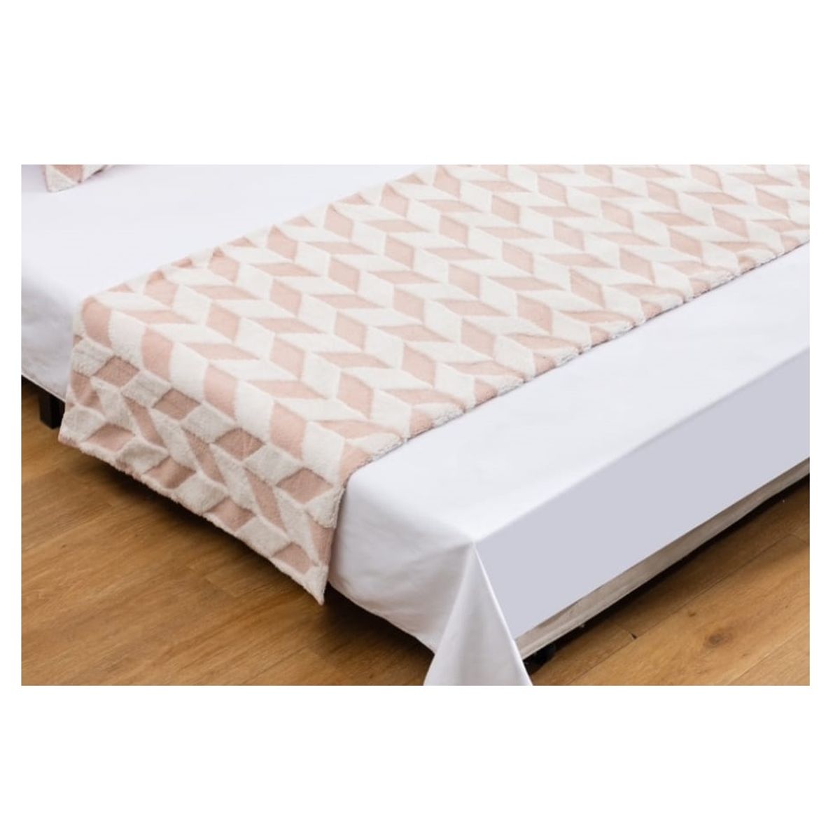 ANGELES DEL HOGAR - Piecera Peludas con diseño 2 plazas/King Rosa con Blanco