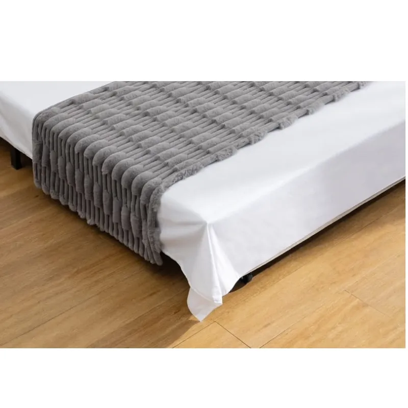 ANGELES DEL HOGAR - Piecera Peludas con diseño 2 plazas/King Gris