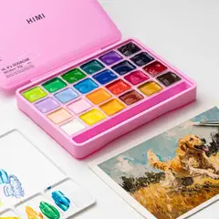 HIMI - Set gouache 24 colores / 30gr incluye pinceles rosado