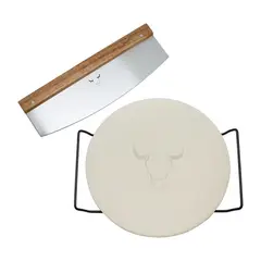 WAYU - Set Pizza Piedra + Cortador Piedra Cromada Acero Cocina