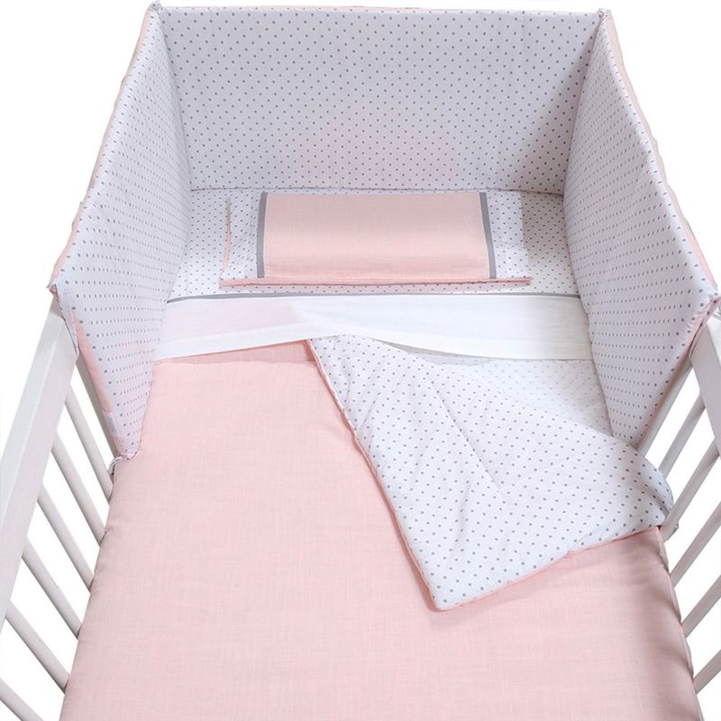 MAMAS & PAPAS - SET ROPA DE CAMA ROSA PUNTOS GRIS 120 X 60CM