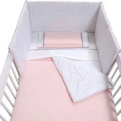 MAMAS & PAPAS - SET ROPA DE CAMA ROSA PUNTOS GRIS 120 X 60CM