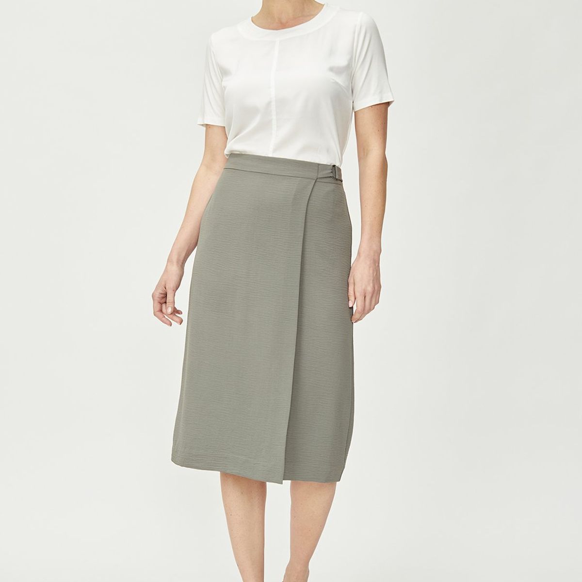 MA GRIFFE - Falda Larga Verde Grisáceo Mujer Magriffe