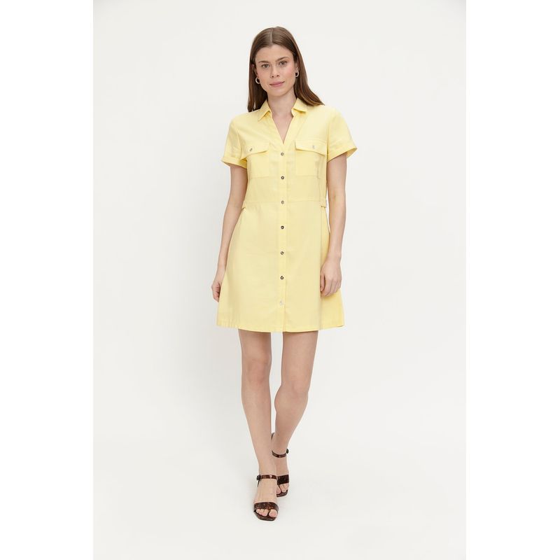 ASH - Vestido Liso Camisero amarillo Ash