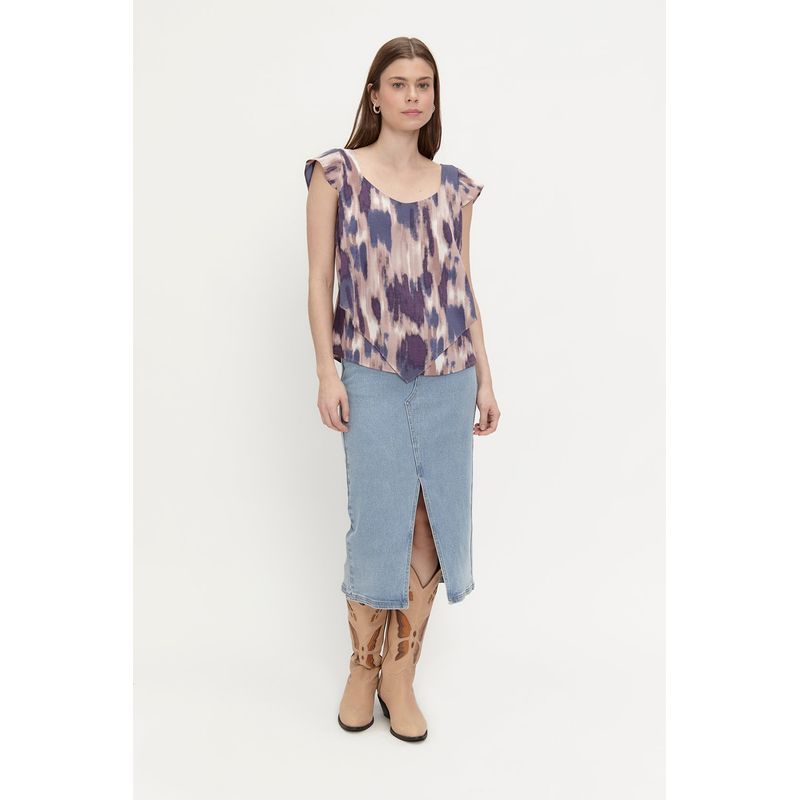 ASH - Blusa Manga Corta Morado Mujer Ash