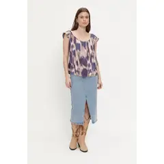 ASH - Blusa Manga Corta Morado Mujer