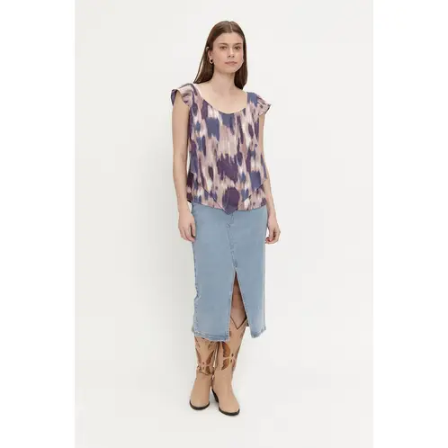 ASH - Blusa Manga Corta Morado Mujer