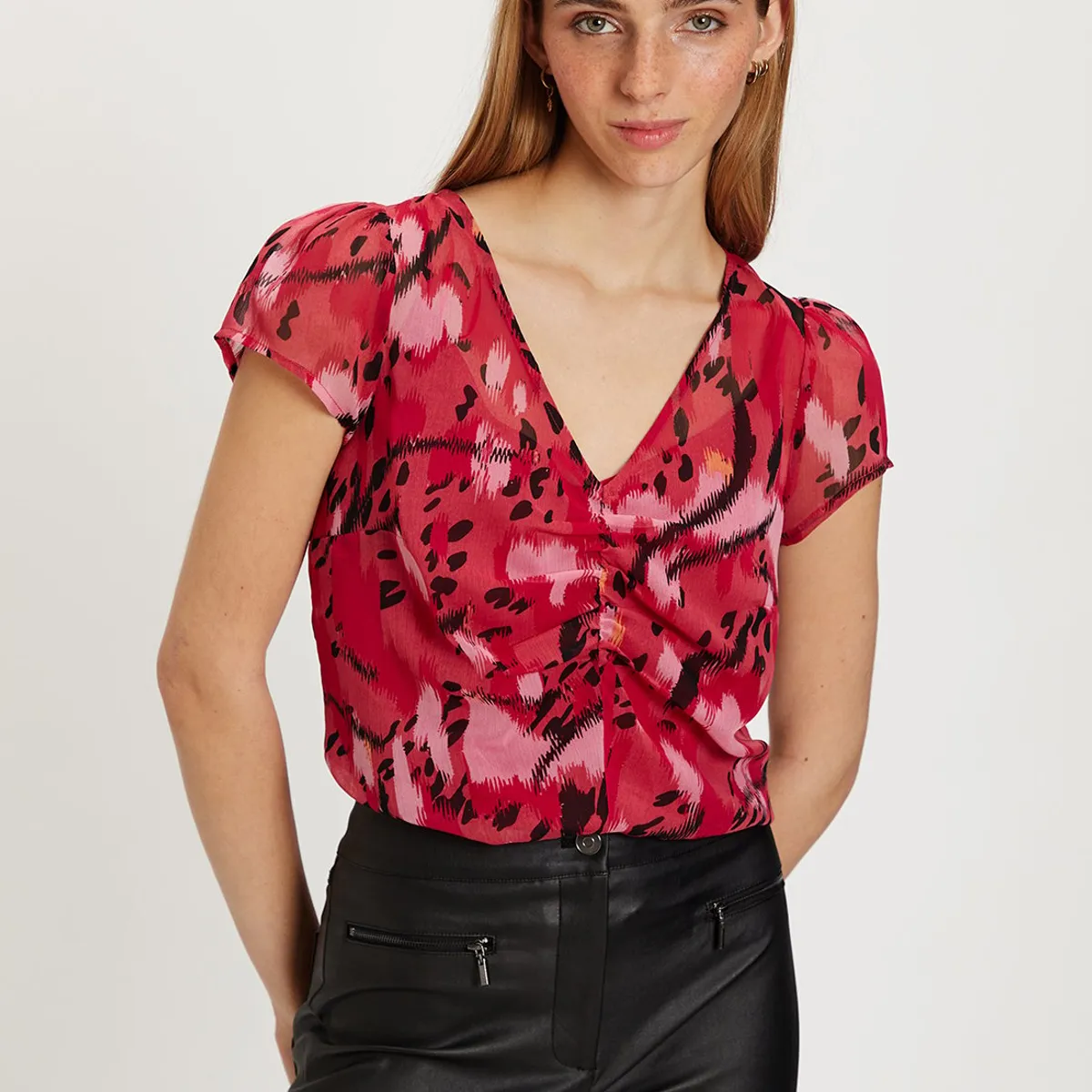 IO - Blusa Manga Corta Coral Mujer Io