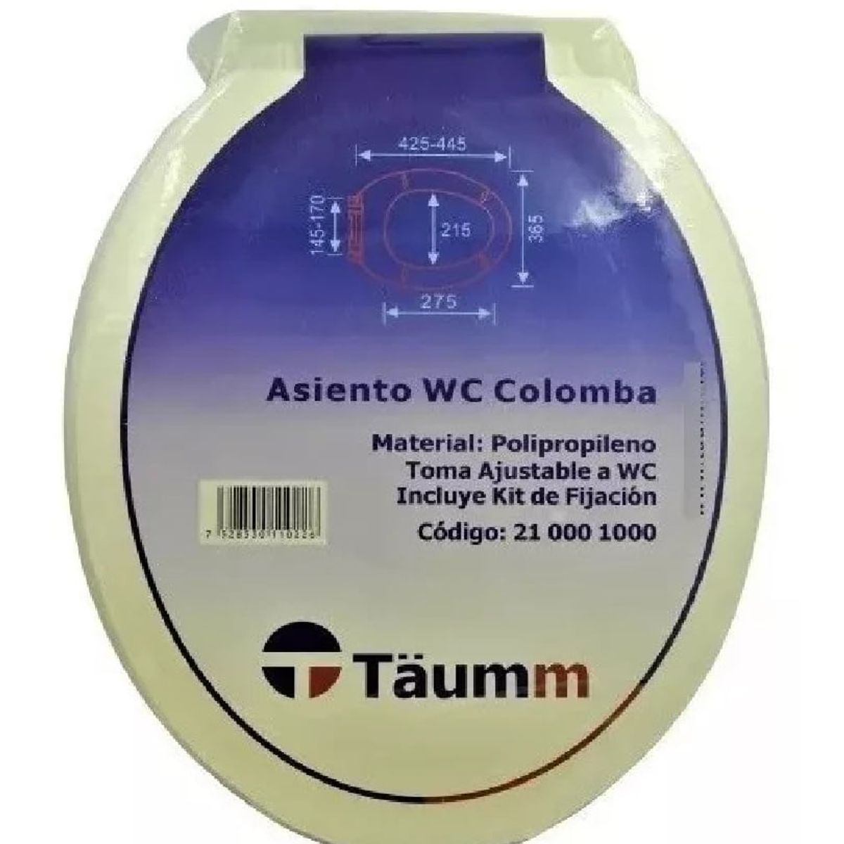 TAUMM - Asiento Y Tapa De Wc Sanitario Baño Blanca Colomba Taumm
