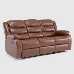 DANIELS - Sofá Reclinable 3 Cuerpos Café Moderno Roma KM060SBR