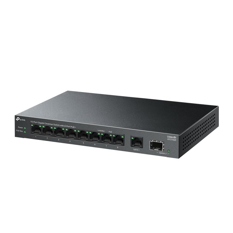 TP LINK - Switch 10 Puertos Gigabit con 8 Puertos PoE+ 1 SFP LS1210GP