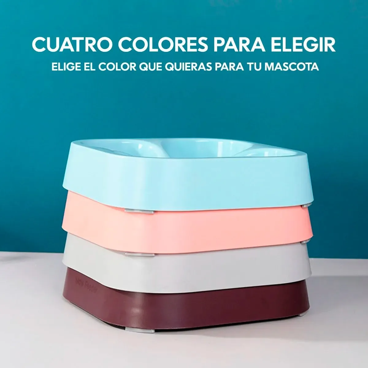 GENERICO - Plato Simple Para Mascota Forma De Trébol Anti Ansiedad Azul