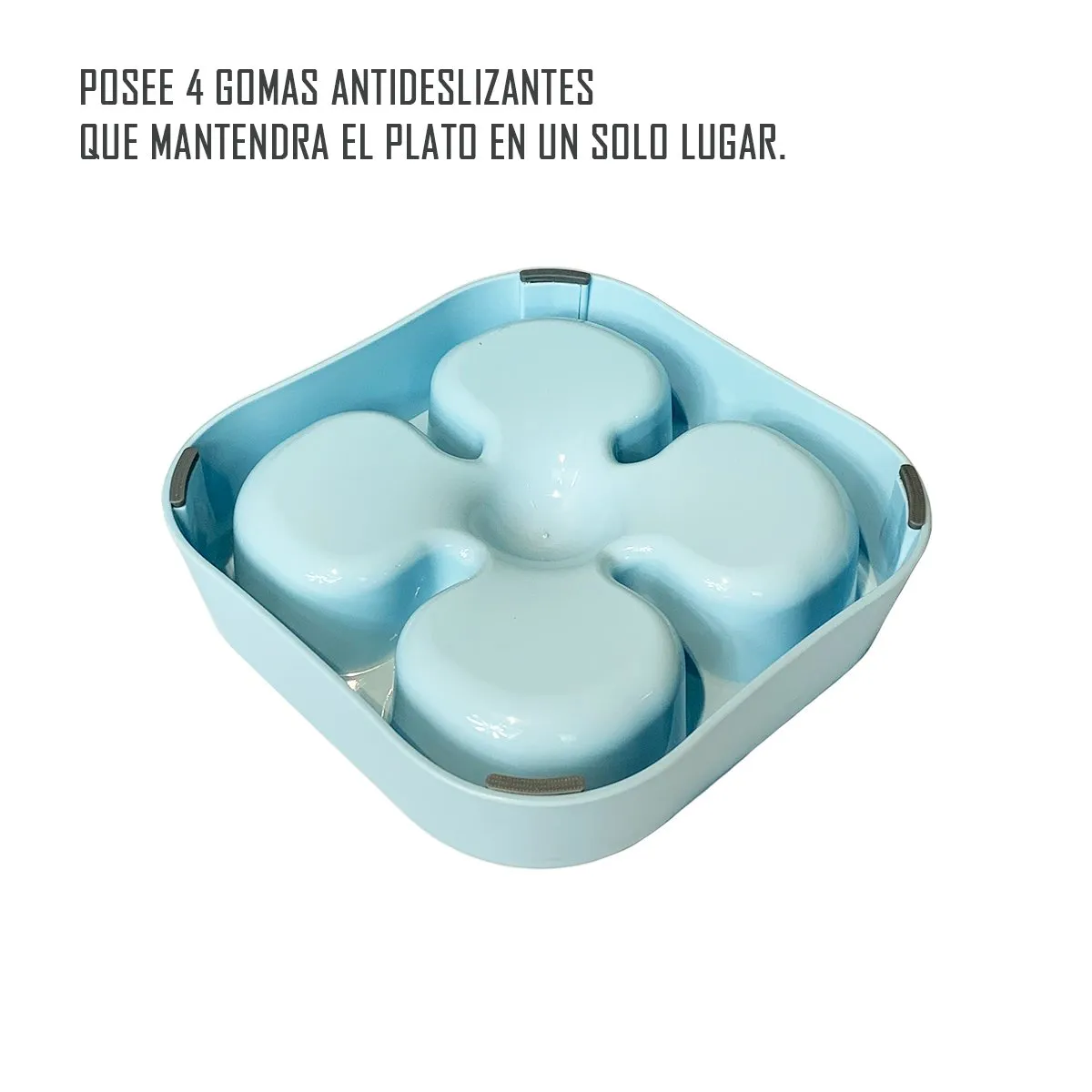 GENERICO - Plato Simple Para Mascota Forma De Trébol Anti Ansiedad Azul