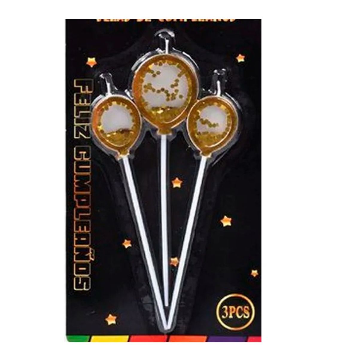 GENERICO - Velas de Cumpleaños Globo Borde Dorado