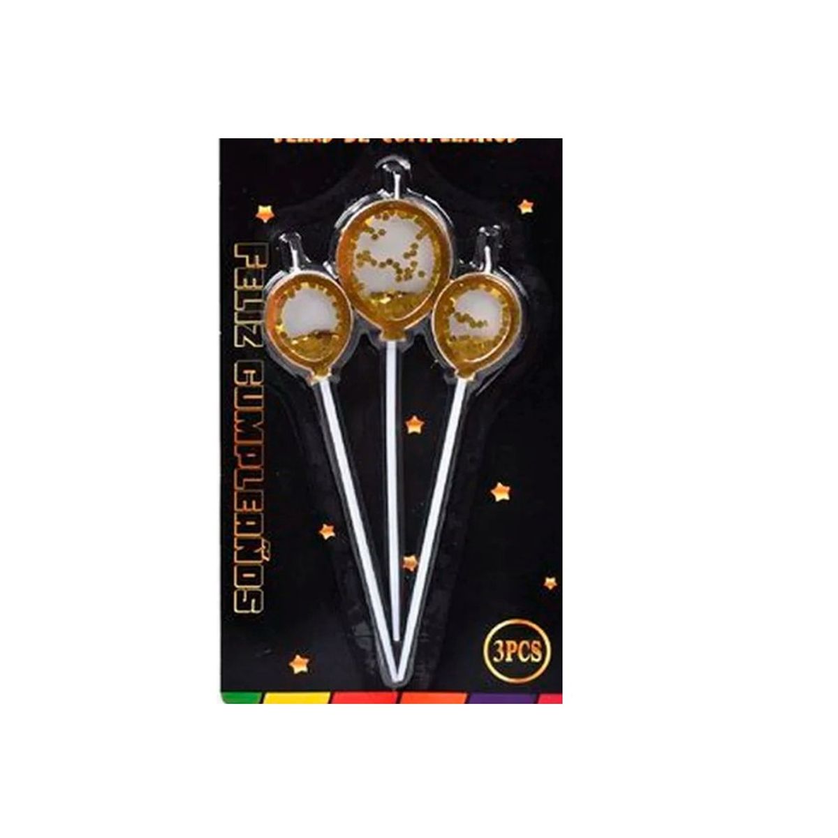 GENERICO - Velas de Cumpleaños Globo Borde Dorado