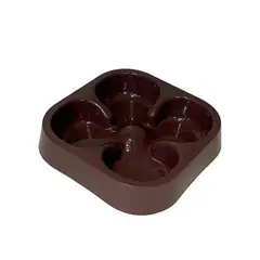 GENERICO - Plato Simple Para Mascota Forma De Trébol Anti Ansiedad Cafe