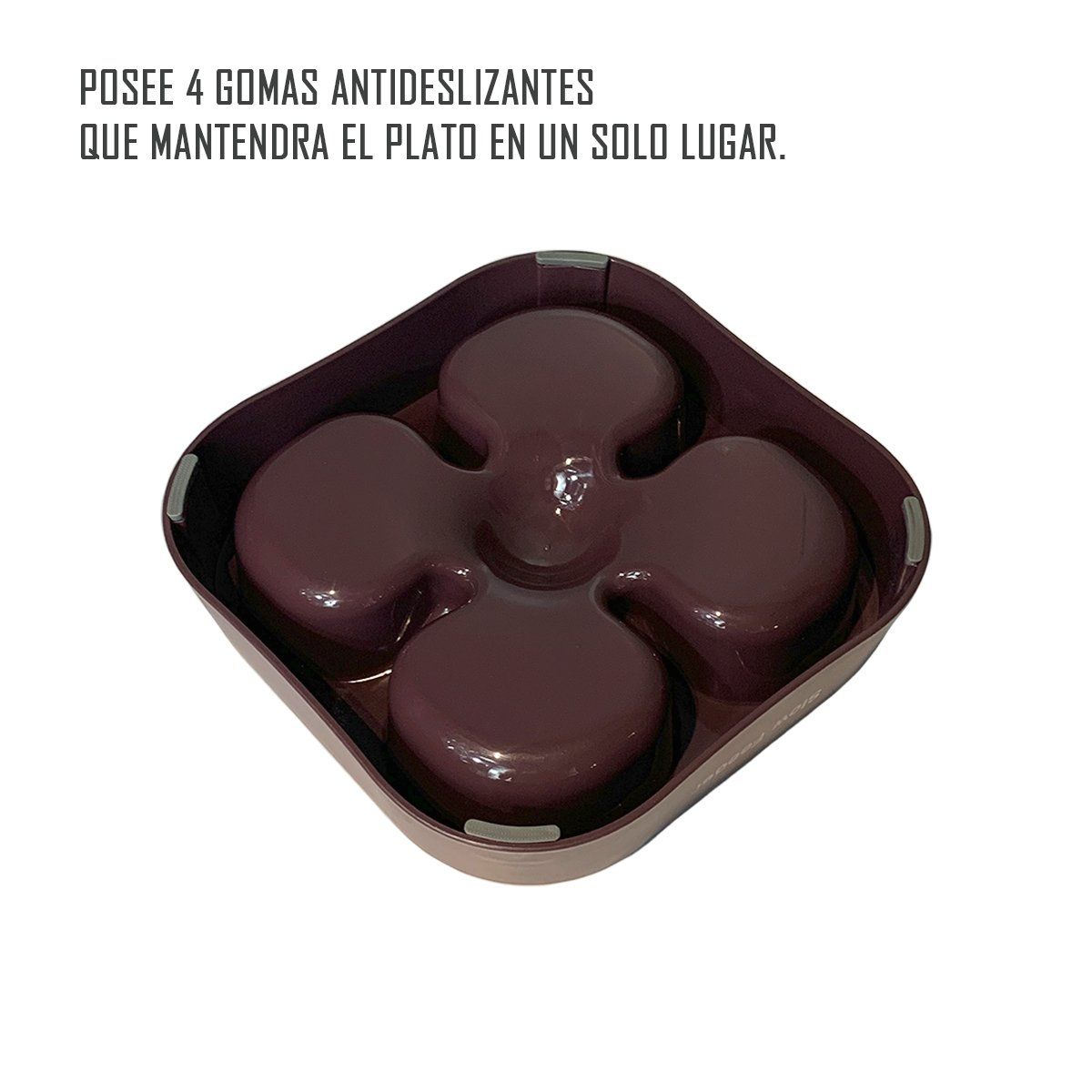 GENERICO - Plato Simple Para Mascota Forma De Trébol Anti Ansiedad Cafe