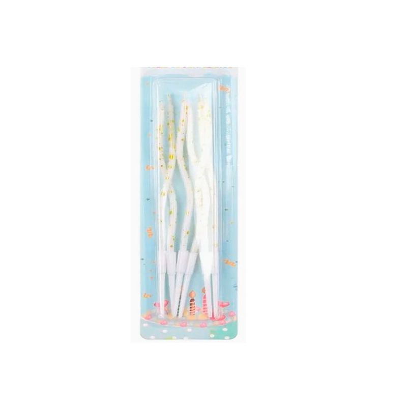 GENERICO - Velas de Cumpleaños Blancas Con Puntos Dorados