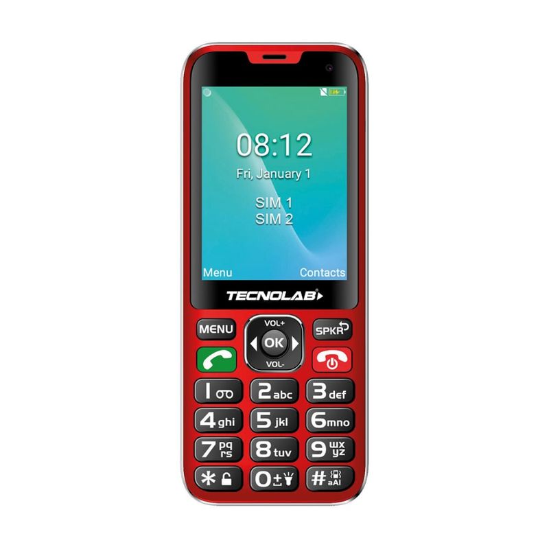 TECNOLAB - Telefono Celular Senior Tecnolab 4G Adulto Mayor TL487 Rojo