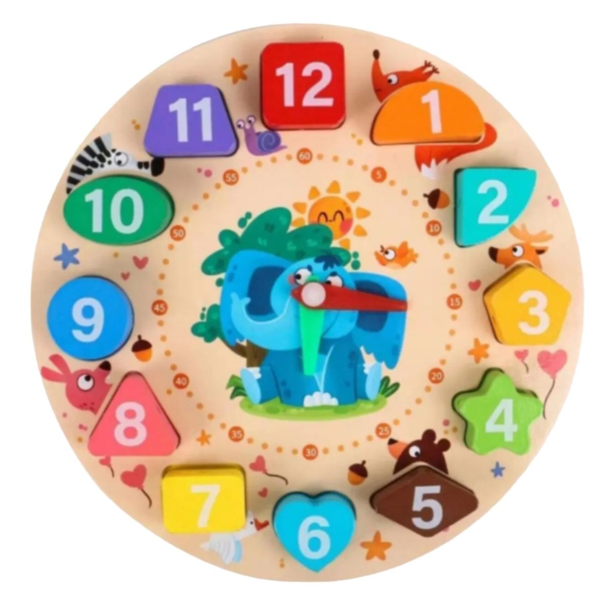 GENERICO - Reloj Figuras Geométrica Juguete Encaje De Madera Para Niños