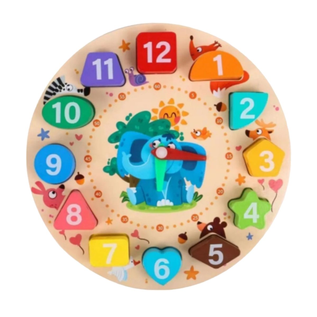 GENERICO - Reloj Figuras Geométrica Juguete Encaje De Madera Para Niños