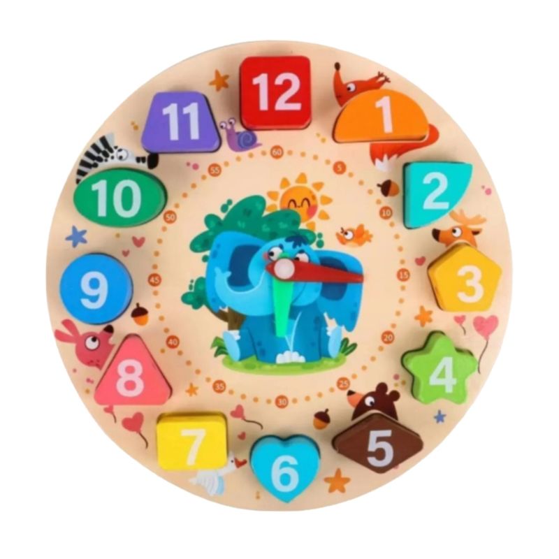GENERICO - Reloj Figuras Geométrica Juguete Encaje De Madera Para Niños