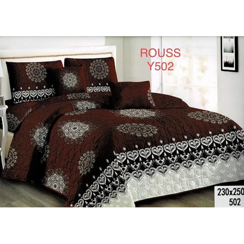 GENERICO - Cobertor Tipo Quilt de Verano / Cubrecamas 2 Plazas Cafe 502RS