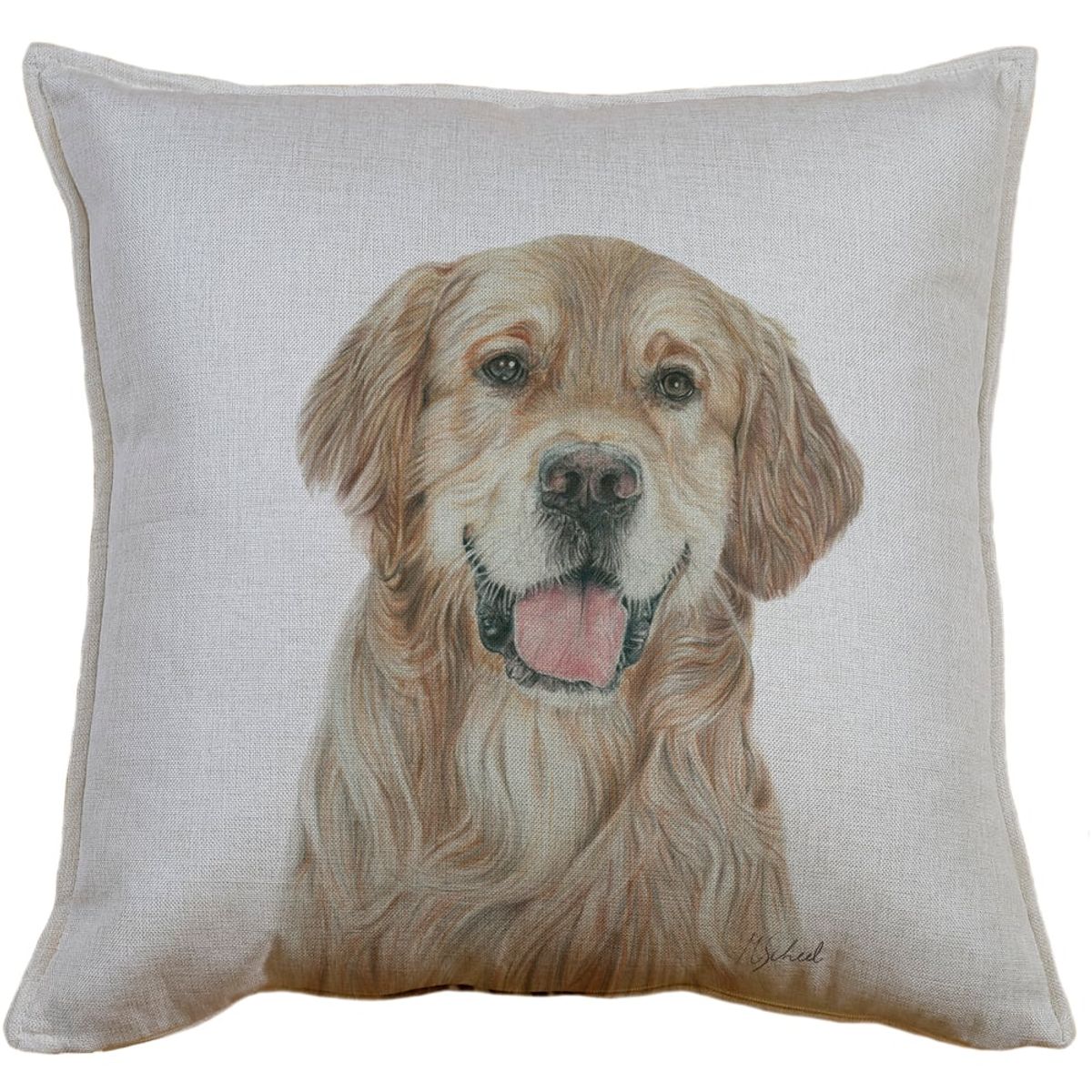 MARGARITA SCHEEL BY CASA ALVARINHO - Funda Cojín Golden Retriever 45x45