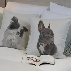 MARGARITA SCHEEL BY CASA ALVARINHO - Funda Cojín Lino Frenchie Negro 45x45