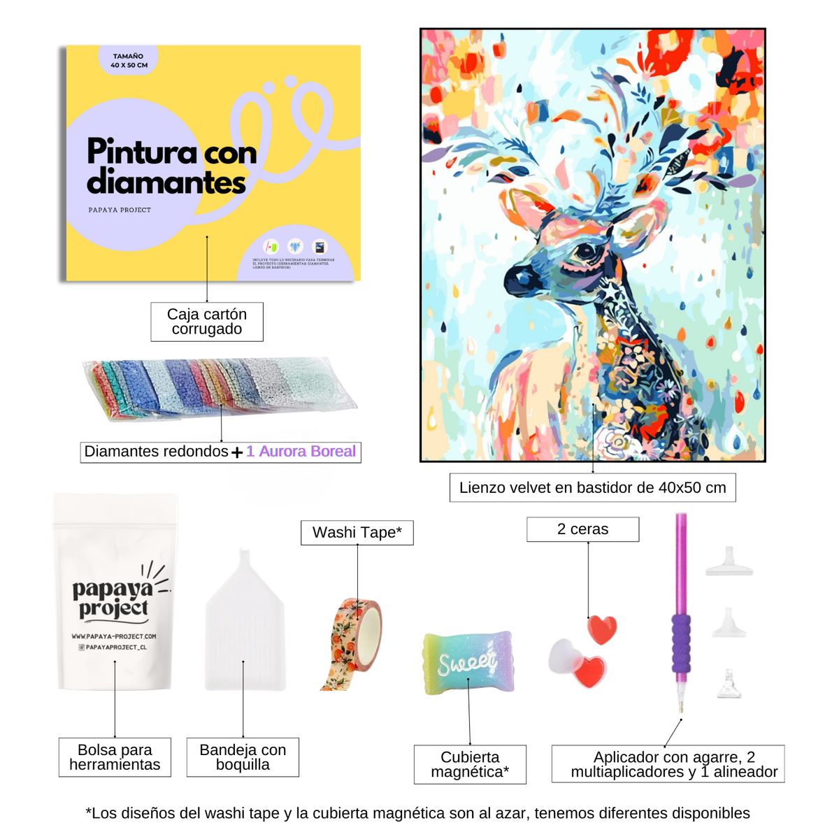 GENERICO - Diamond Painting Venado Colorido - Pintura Con Diamantes 40X50 Cm