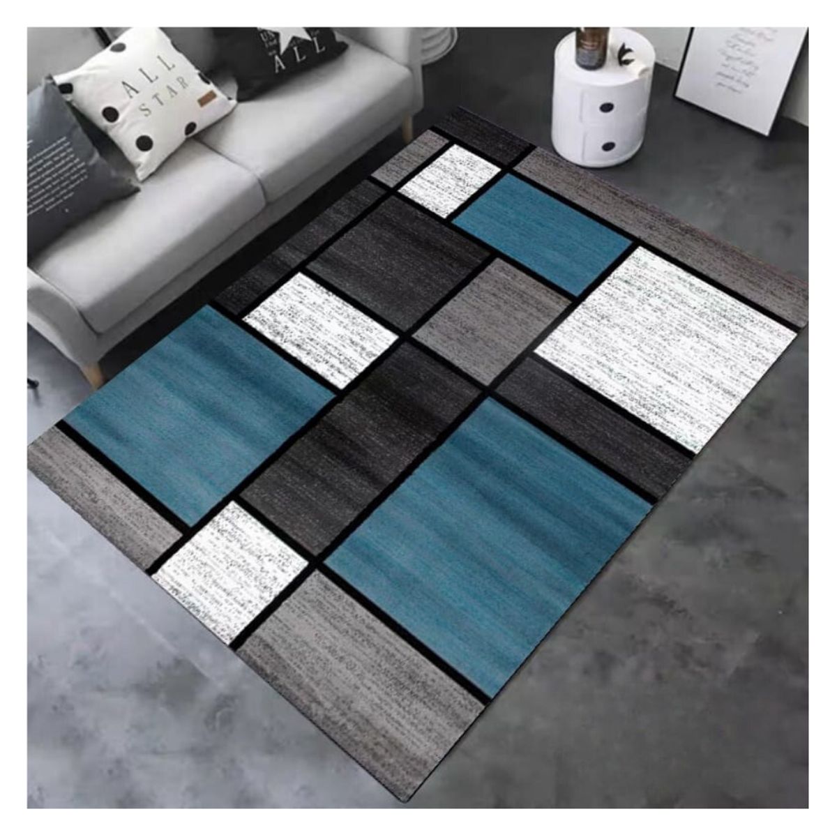 GENERICO - Alfombra Moderna Antideslizante Diseño Geométrico 3D 200X180cm