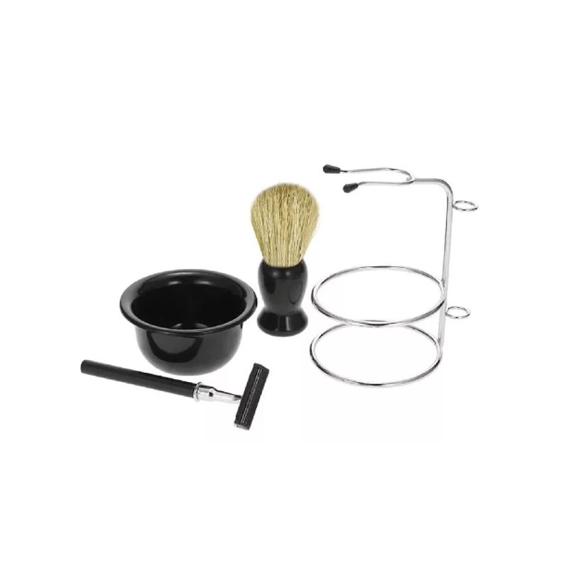 GENERICO - Set De Barba Negra Hisopo Navaja Navajin Para Afeita