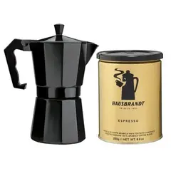 CAFE - Pack Cafetera Moka 6 Tazas + Café Hausbrandt Espresso 250 Gr