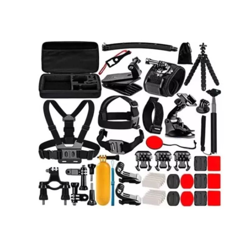 GENERICO - Kit Maleta Gopro + 50 Accesorios Cámara Deportes set black