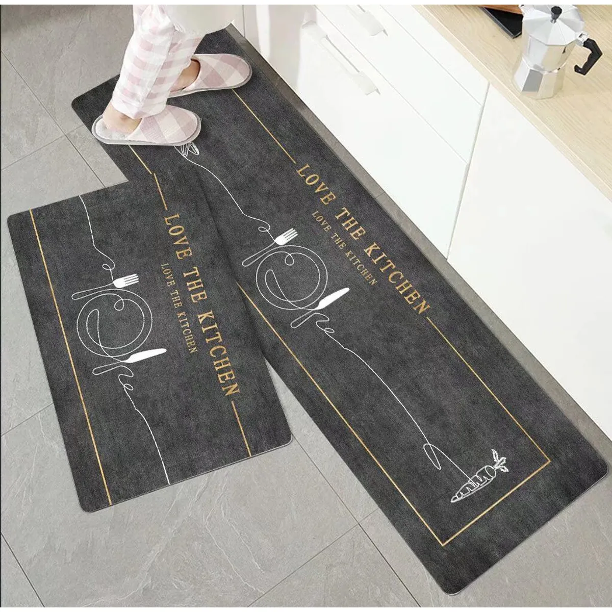 GENERICO - Pack 2 Alfombra De Cocina Antideslizante Piso Entrada De Hogar