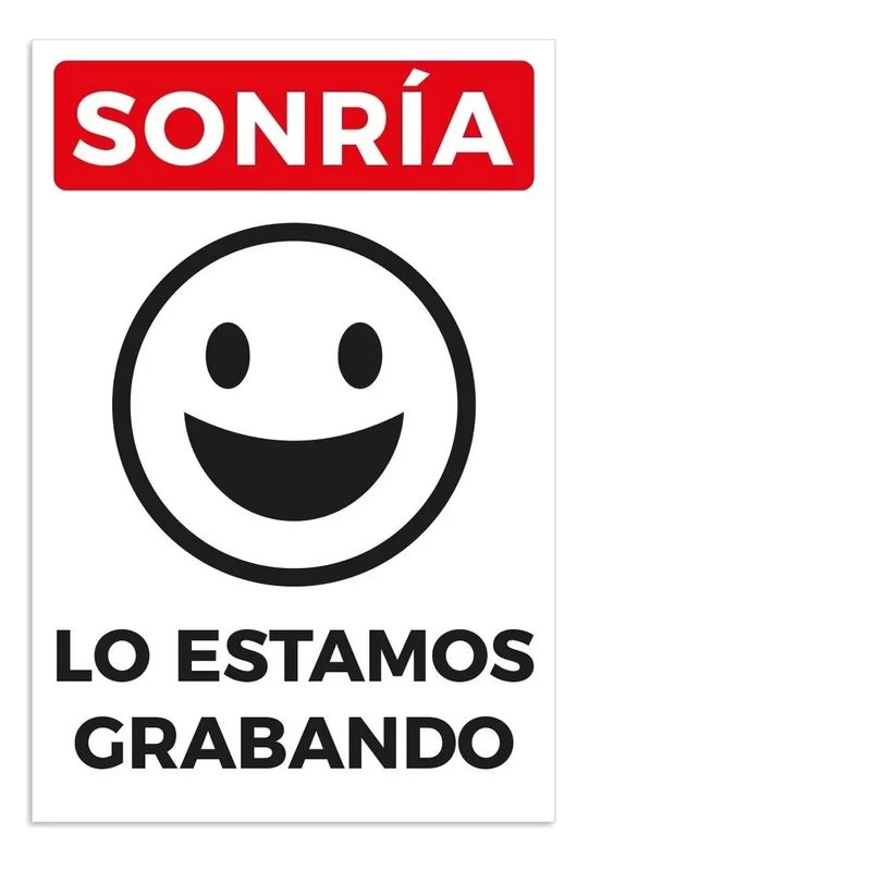 GENERICO - Señalética Sonría Lo Estamos Grabando B 30x20cm Metálico
