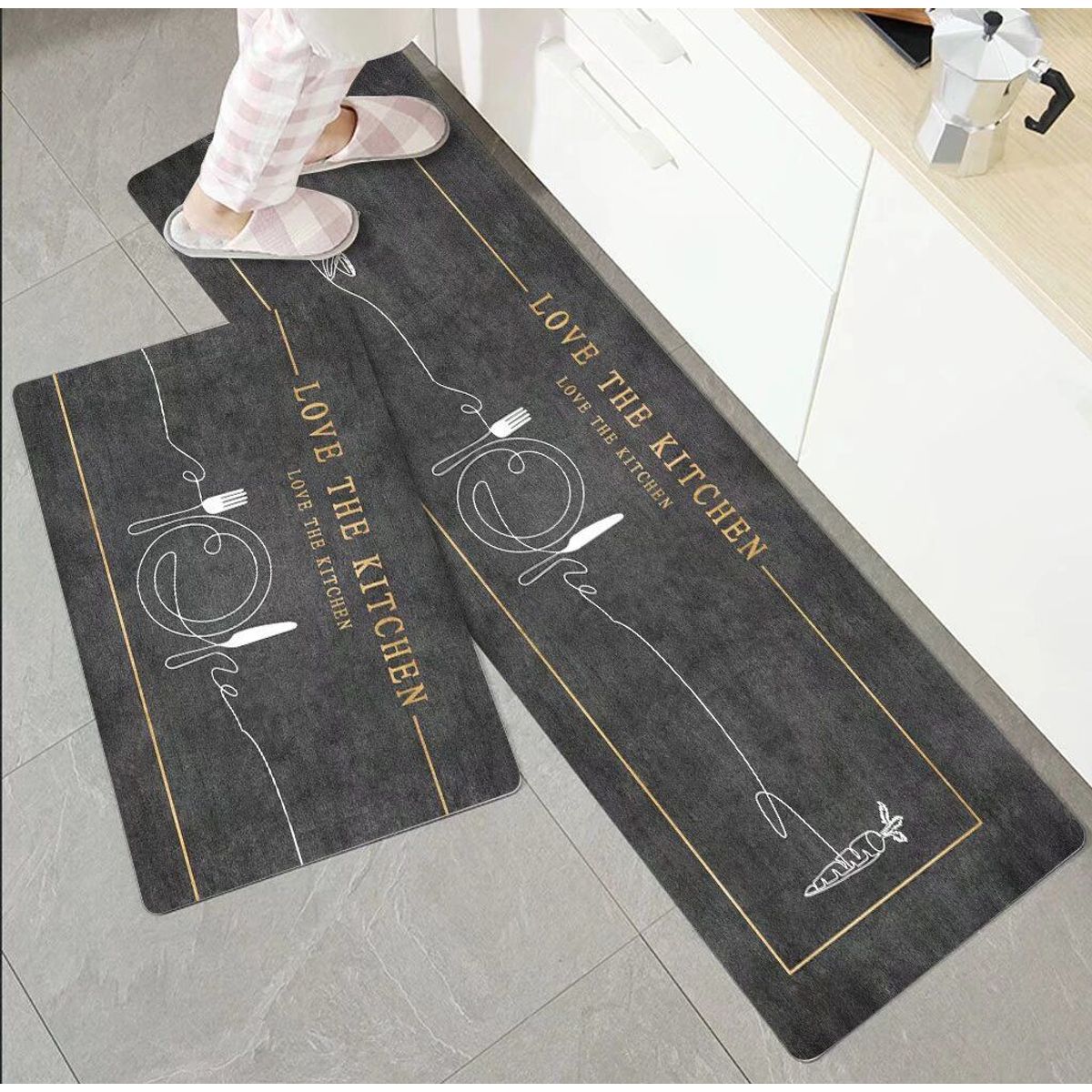 GENERICO - Pack 2 Alfombra De Cocina Antideslizante Piso Entrada De Hogar