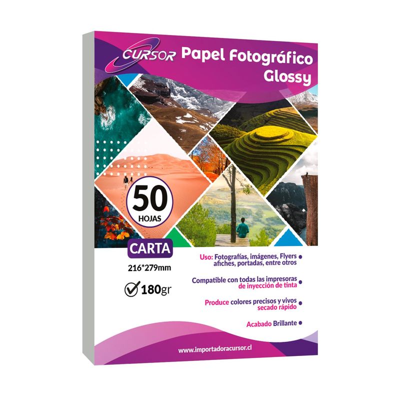 CURSOR - Papel Fotografico Glossy Carta/180gr/50 Hjs/ Cursor