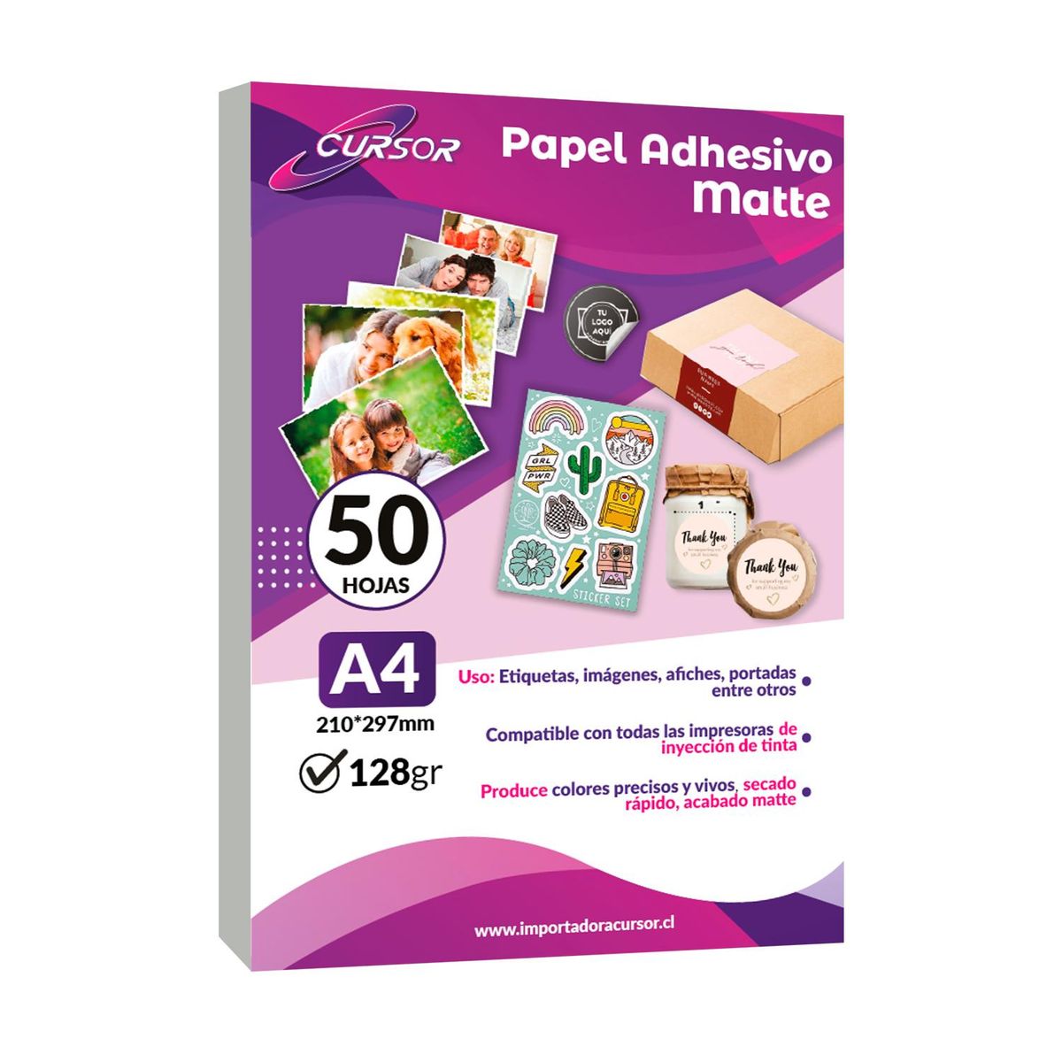 CURSOR - Papel Adhesivo Matte A4128g 50 Hjs
