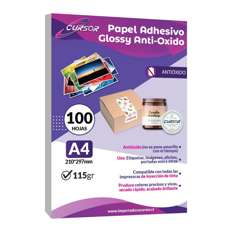 CURSOR - Papel Adhesivo Fotografico Antioxido A4/115g/100 Hjs