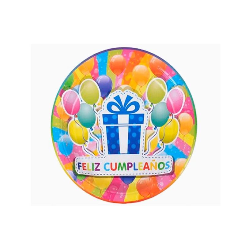 GENERICO - Plato de Cumpleaños Desechable De Colores