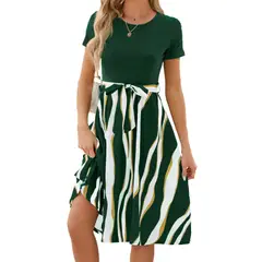 BLWOENS - Vestido casual de verano para mujeres - Verde