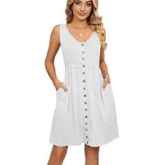 BLWOENS - Vestido casual de verano para mujeres - Blanco