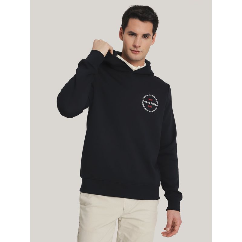 TOMMY HILFIGER - Polerón Hoodie Con Logo Chest Azul Tommy Hilfiger
