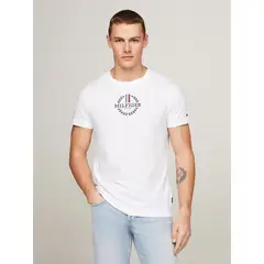 TOMMY HILFIGER - Polera Global Stripe Crest Slim Fit Blanco