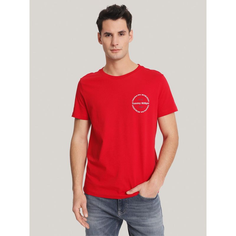 TOMMY HILFIGER - Polera Con Logo Redondo Rojo Tommy Hilfiger